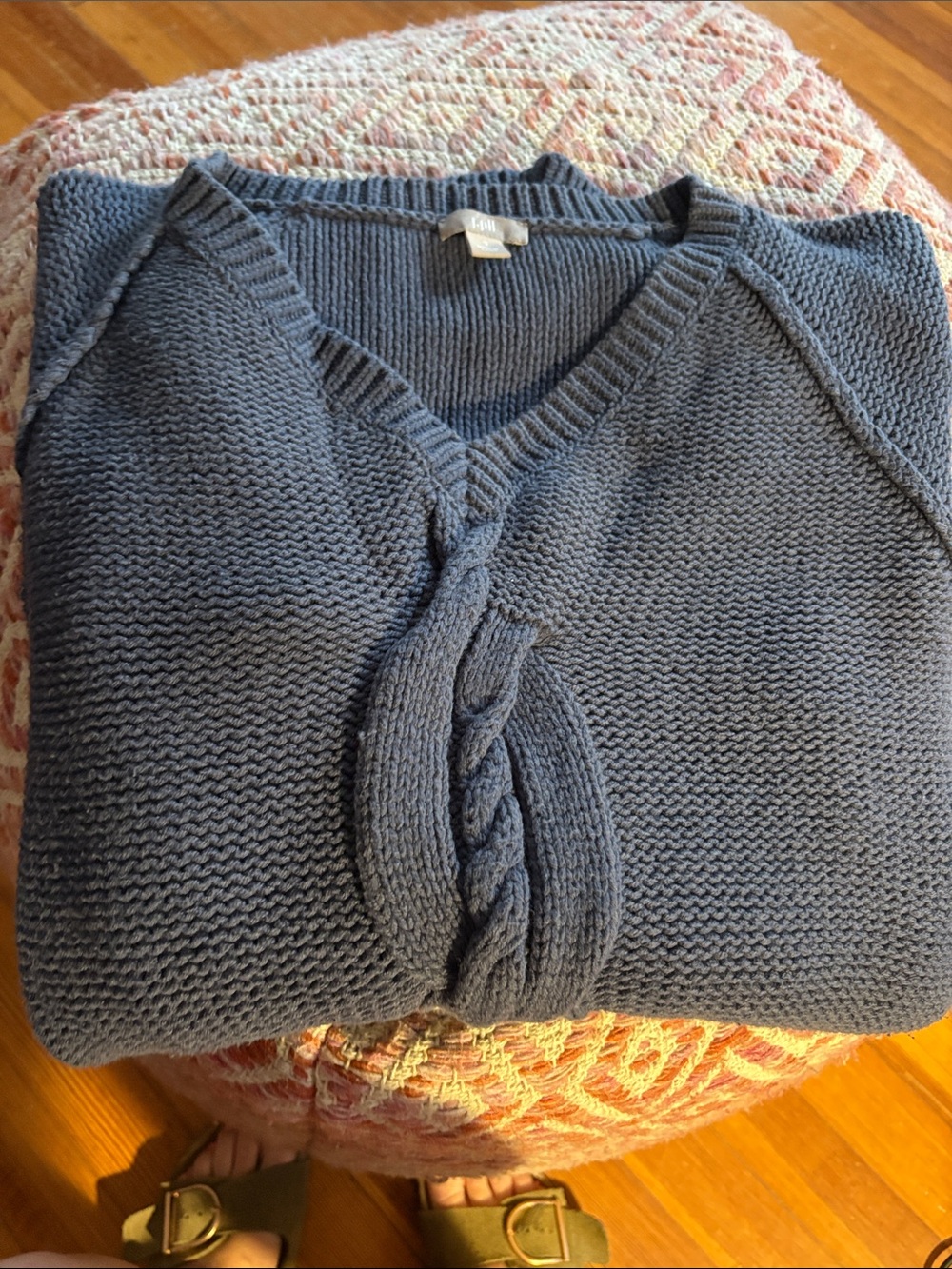 J-Jill V-Neck Cable Knit Sweater